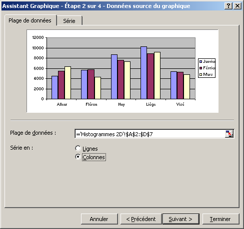 Etape 2 Onglet Plage de donnes