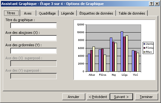 Etape 3 - Options du graphique