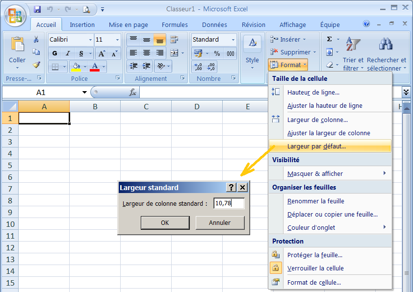 Largeur par dfaut des colonnes - EXCEL - Office 2007