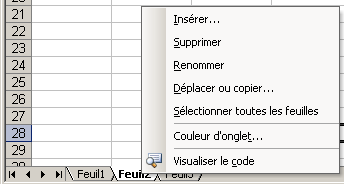 Menu contextuel Onglet