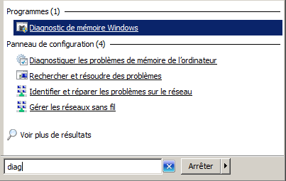 Dmarrer diagnostic mmoire