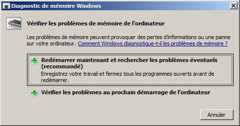 Diagnostic de mmoire Windows