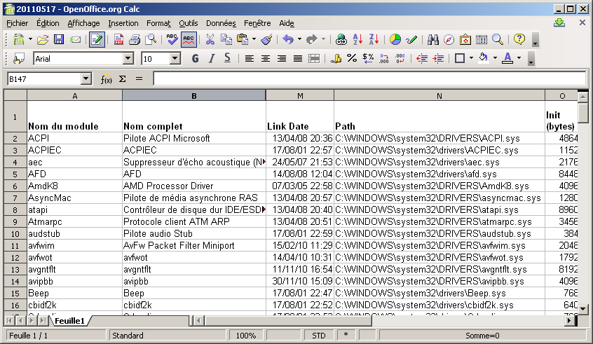 Feuille de calcul