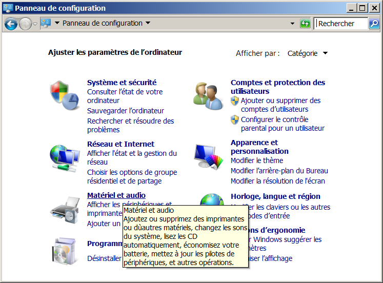 Panneau de configuration - Windows 7