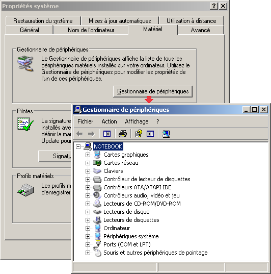 Gestionnaire de périphériques - XP