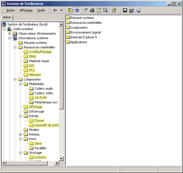 Informations système - Windows 2000