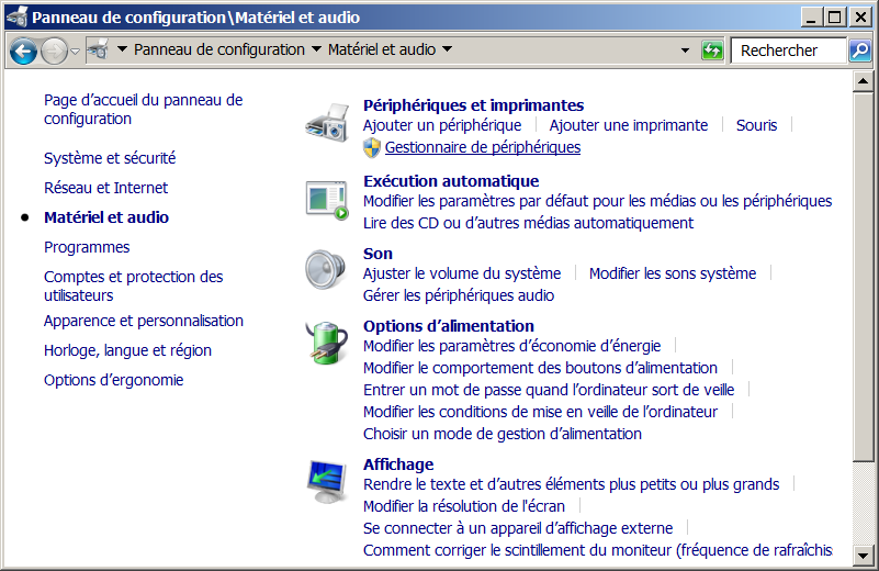 Panneau de configuration - Windows 7