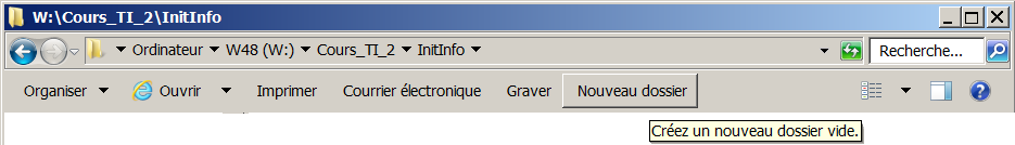 Nouveau dossier avec Windows 7