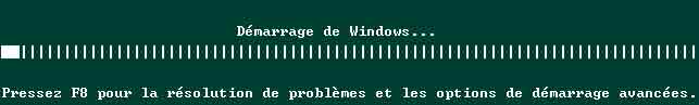 Progression du démarrage de Windows